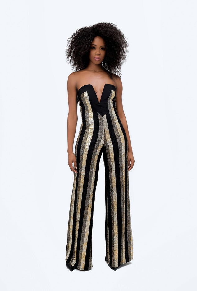 Black and Gold Jumpsuit – Aniska Jones